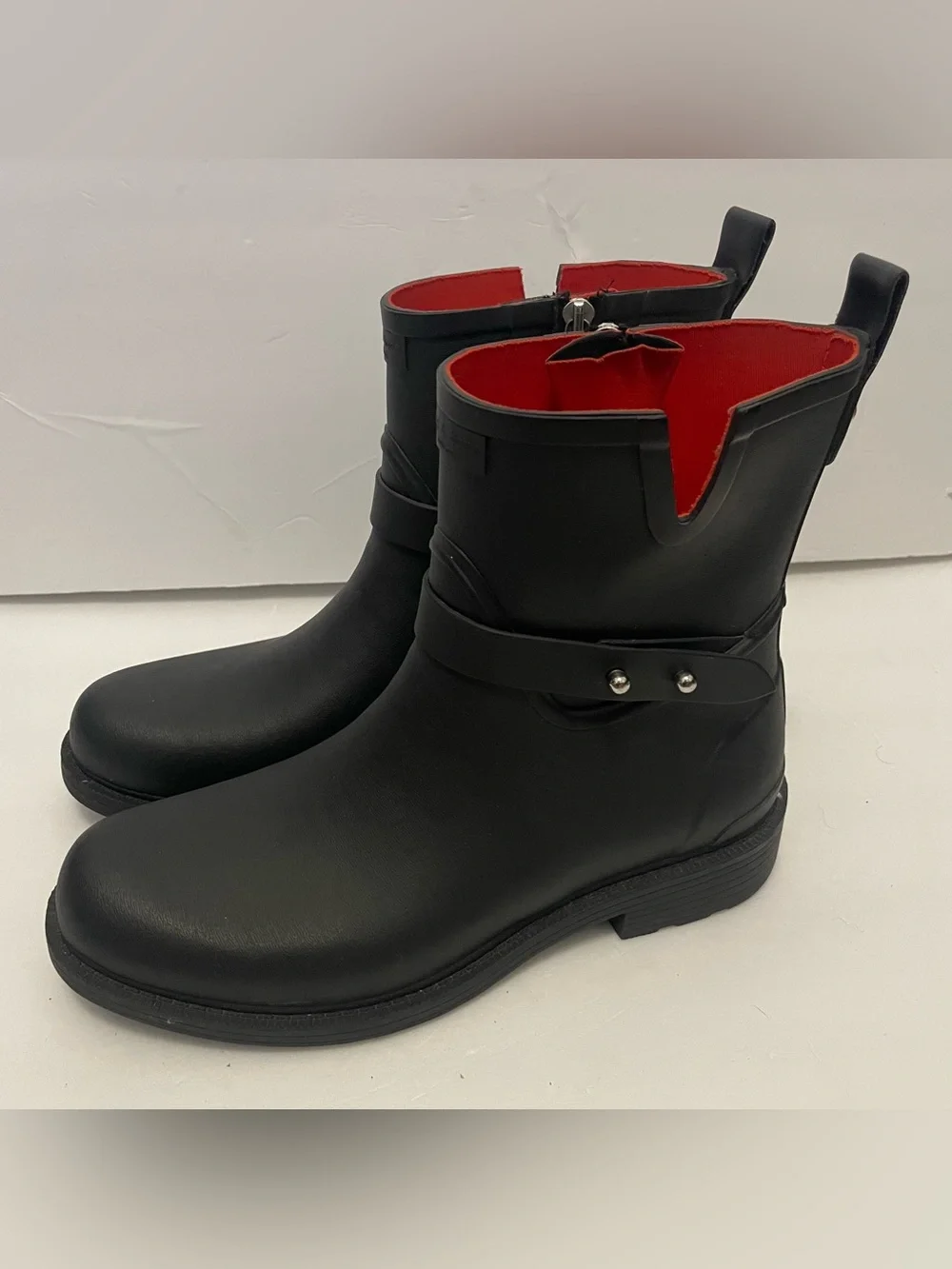 Rag & Bone Black Rubber Rain Boots Women's EU 39 Waterproof Moto Ankle Boots 8.5